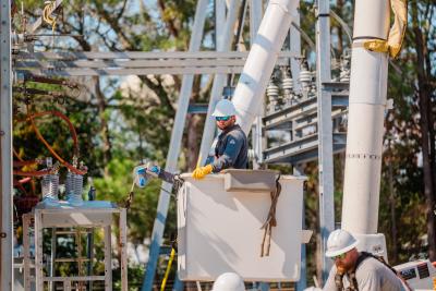 C-Phase Crews work in the Emerald Isle Substation